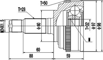 Dynamatrix DCV823014 - Каре комплект, полуоска vvparts.bg