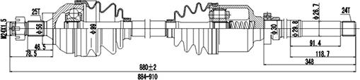 Dynamatrix DDS245070 - Полуоска vvparts.bg