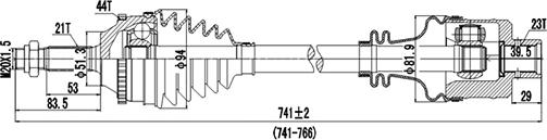 Dynamatrix DDS250054 - Полуоска vvparts.bg