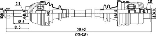 Dynamatrix DDS250022 - Полуоска vvparts.bg