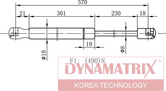 Dynamatrix DGS9668DO - Газов амортисьор, багажно / товарно пространство vvparts.bg