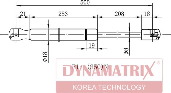 Dynamatrix DGS6054BG - Газов амортисьор, багажно / товарно пространство vvparts.bg