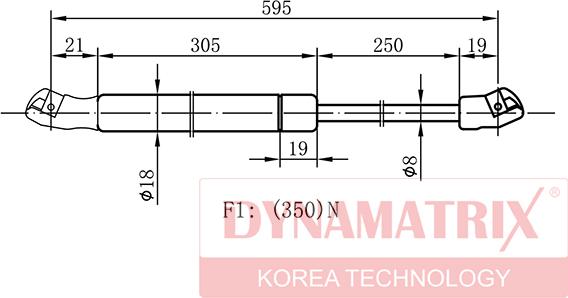 Dynamatrix DGS0031DT - Газов амортисьор, багажно / товарно пространство vvparts.bg