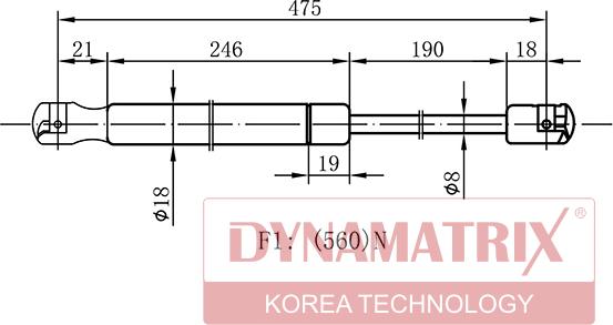 Dynamatrix DGS0028DR - Газов амортисьор, багажно / товарно пространство vvparts.bg