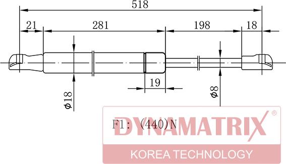 Dynamatrix DGS016723 - Газов амортисьор, багажно / товарно пространство vvparts.bg