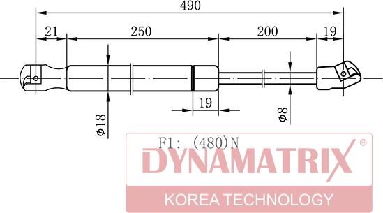 Dynamatrix DGS017203 - Газов амортисьор, багажно / товарно пространство vvparts.bg