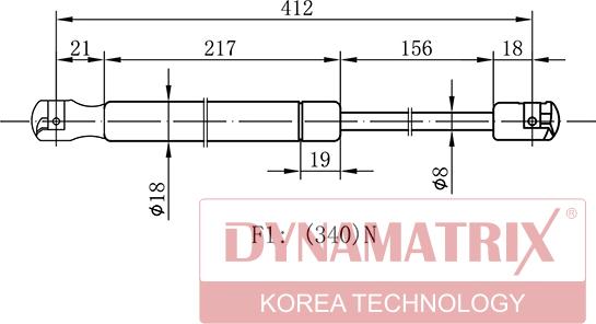 Dynamatrix DGS0818MM - Газов амортисьор, багажно / товарно пространство vvparts.bg