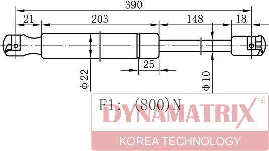 Dynamatrix DGS032275 - Газов амортисьор, багажно / товарно пространство vvparts.bg