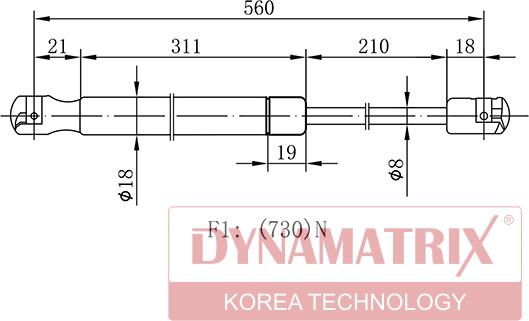 Dynamatrix DGS023247 - Газов амортисьор, багажно / товарно пространство vvparts.bg