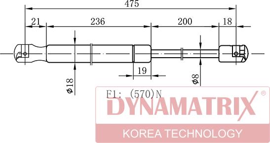 Dynamatrix DGS0756VX - Газов амортисьор, багажно / товарно пространство vvparts.bg