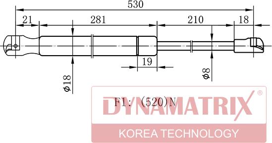 Dynamatrix DGS1036VW - Газов амортисьор, багажно / товарно пространство vvparts.bg