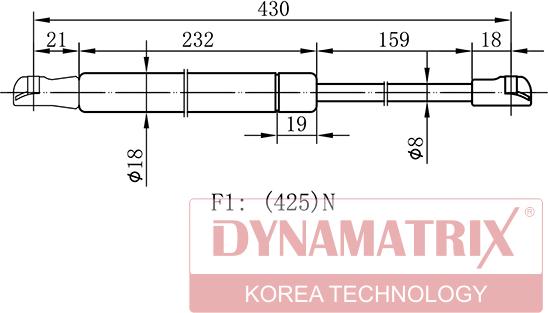 Dynamatrix DGS115683 - Газов амортисьор, багажно / товарно пространство vvparts.bg