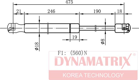 Dynamatrix DGS1311PI - Газов амортисьор, багажно / товарно пространство vvparts.bg