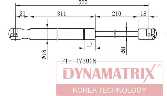 Dynamatrix DGS128606 - Газов амортисьор, багажно / товарно пространство vvparts.bg