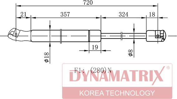 Dynamatrix DGS8945NP - Газов амортисьор, капак на двигателя vvparts.bg