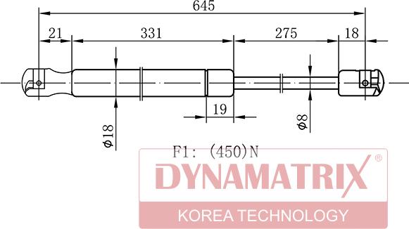 Dynamatrix DGS8306BQ - Газов амортисьор, багажно / товарно пространство vvparts.bg