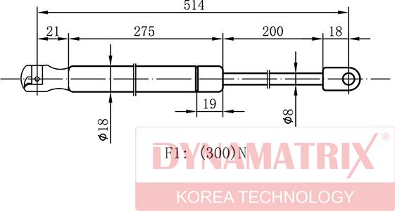 Dynamatrix DGS291919 - Газов амортисьор, багажно / товарно пространство vvparts.bg