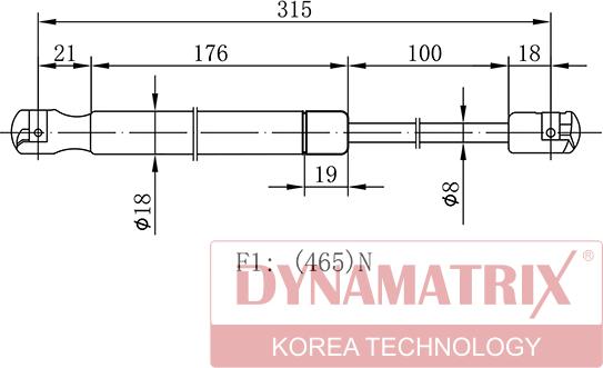 Dynamatrix DGS7587GS - Газов амортисьор, багажно / товарно пространство vvparts.bg