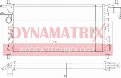 Dynamatrix DR632851 - Радиатор, охлаждане на двигателя vvparts.bg