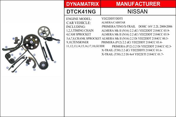 Dynamatrix DTCK41NG - Комплект ангренажна верига vvparts.bg