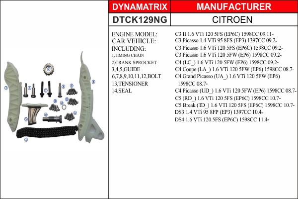 Dynamatrix DTCK129NG - Комплект ангренажна верига vvparts.bg