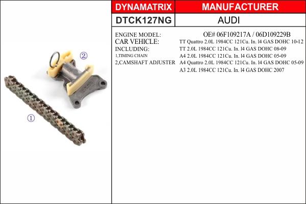 Dynamatrix DTCK127NG - Комплект ангренажна верига vvparts.bg