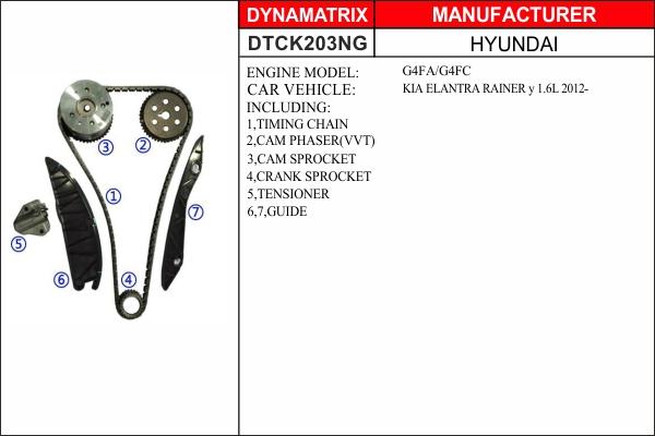 Dynamatrix DTCK203NG - Комплект ангренажна верига vvparts.bg