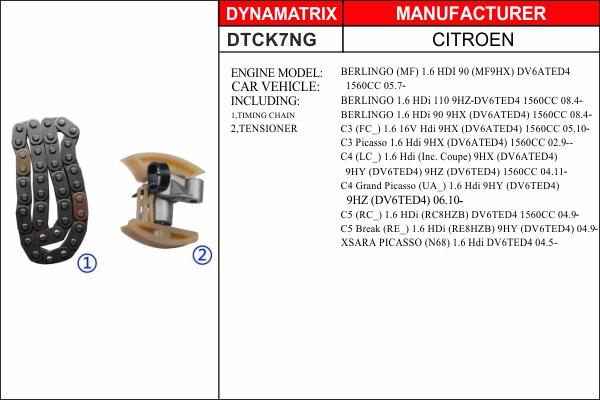 Dynamatrix DTCK7NG - Комплект ангренажна верига vvparts.bg