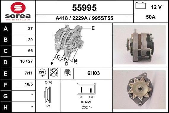 EAI 55995 - Генератор vvparts.bg