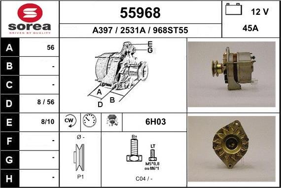 EAI 55968 - Генератор vvparts.bg