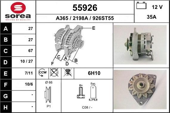 EAI 55926 - Генератор vvparts.bg