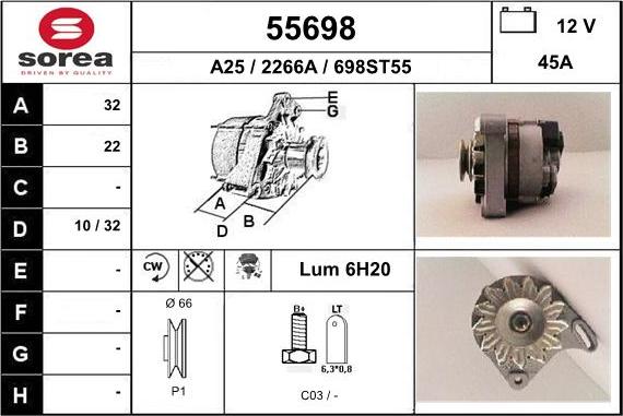 EAI 55698 - Генератор vvparts.bg