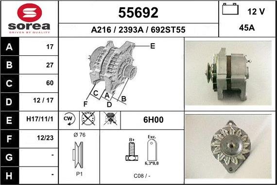 EAI 55692 - Генератор vvparts.bg