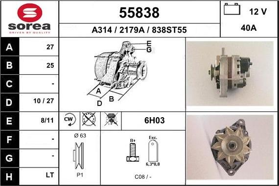 EAI 55838 - Генератор vvparts.bg