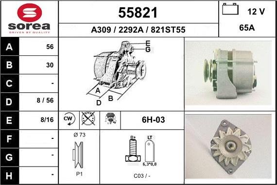 EAI 55821 - Генератор vvparts.bg