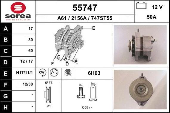 EAI 55747 - Генератор vvparts.bg