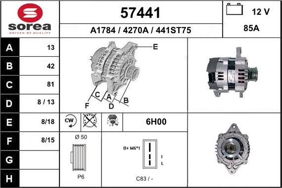 EAI 57441 - Генератор vvparts.bg