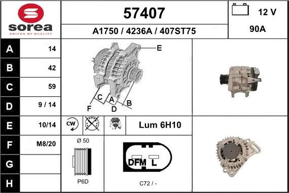 EAI 57407 - Генератор vvparts.bg