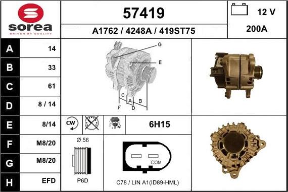 EAI 57419 - Генератор vvparts.bg