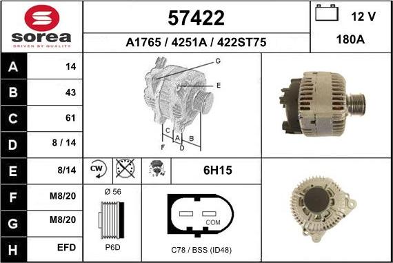 EAI 57422 - Генератор vvparts.bg