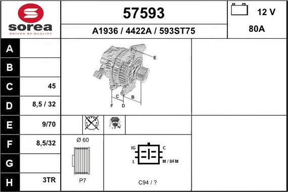 EAI 57593 - Генератор vvparts.bg