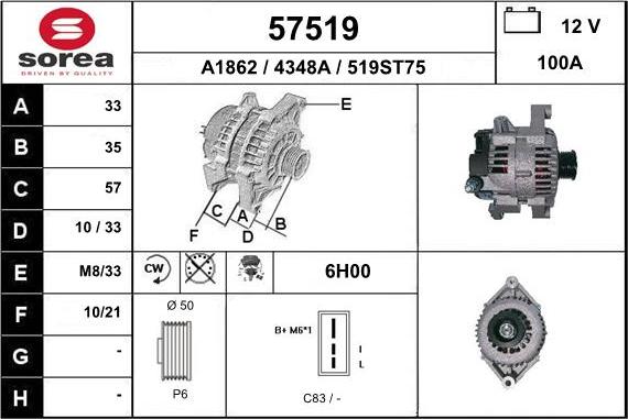 EAI 57519 - Генератор vvparts.bg