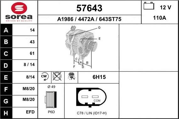 EAI 57643 - Генератор vvparts.bg