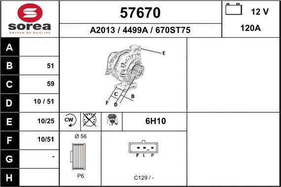 EAI 57670 - Генератор vvparts.bg