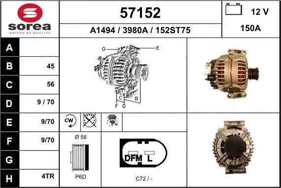 EAI 57152 - Генератор vvparts.bg