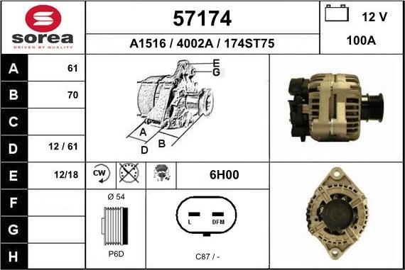 EAI 57174 - Генератор vvparts.bg