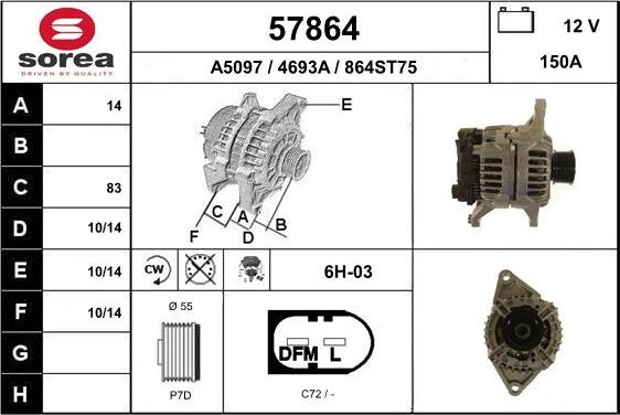 EAI 57864 - Генератор vvparts.bg