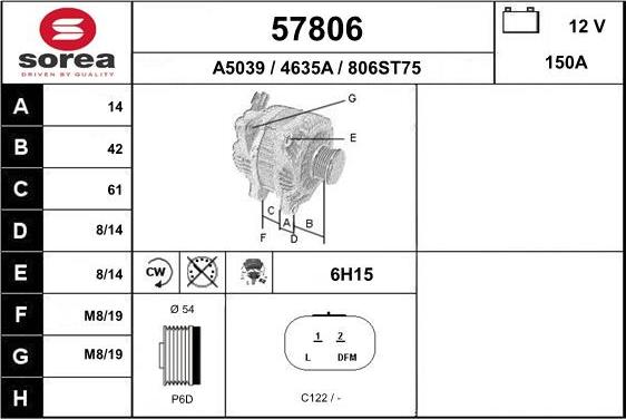 EAI 57806 - Генератор vvparts.bg