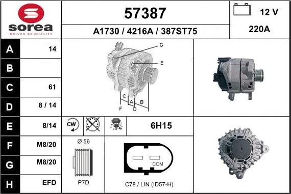 EAI 57387 - Генератор vvparts.bg