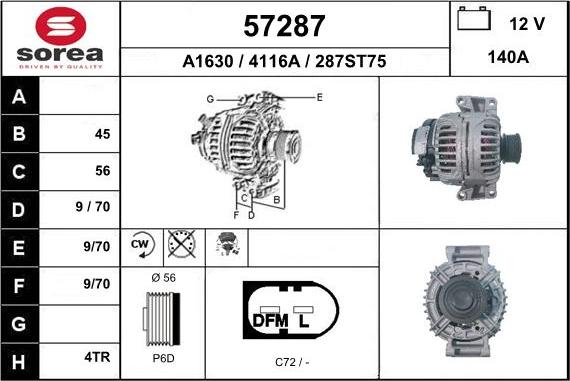 EAI 57287 - Генератор vvparts.bg